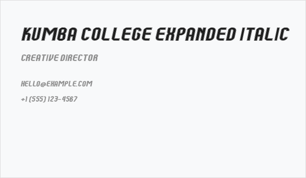 Kumba College Expanded Italic Business Card