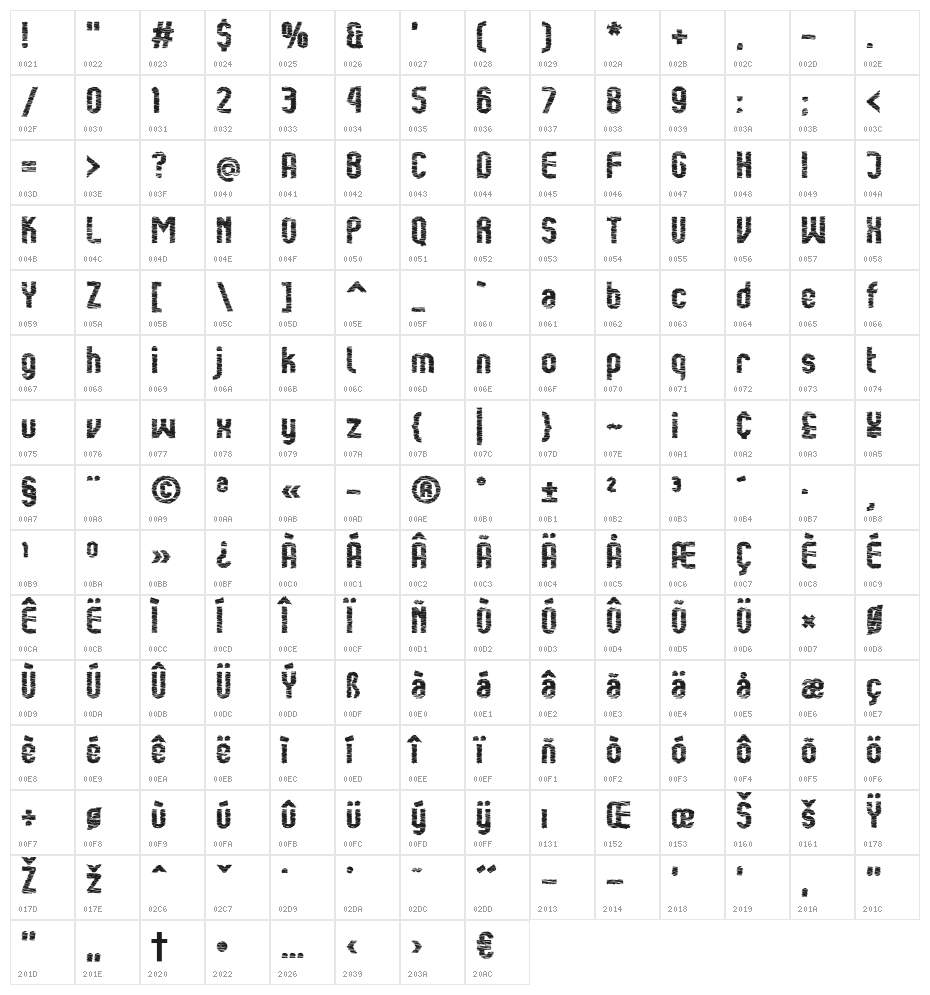 Kumba Scrawl Bold Character Map
