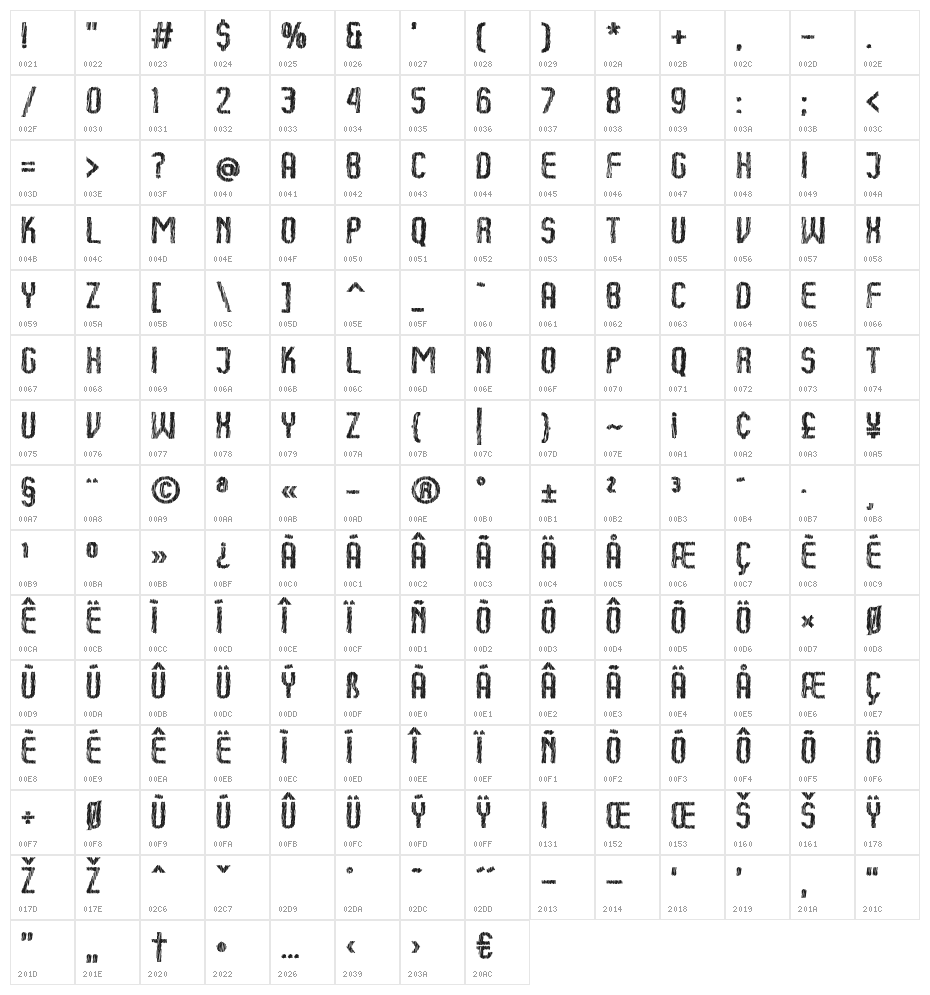 Kumba Sketch Regular Character Map