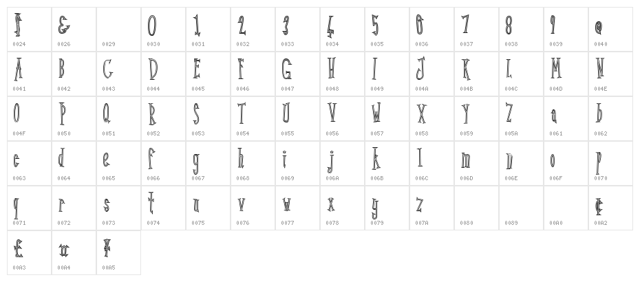 Kunang Kunang outline Character Map