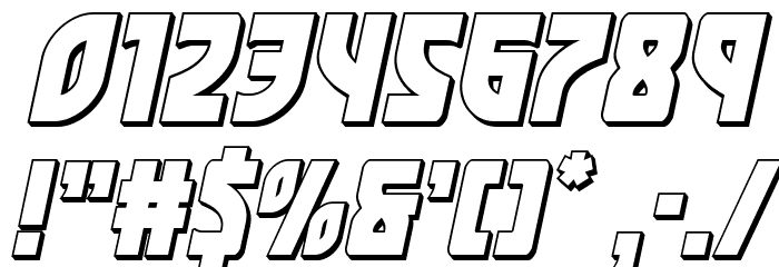Kung-Fu Master 3D Italic Font OTHER CHARS