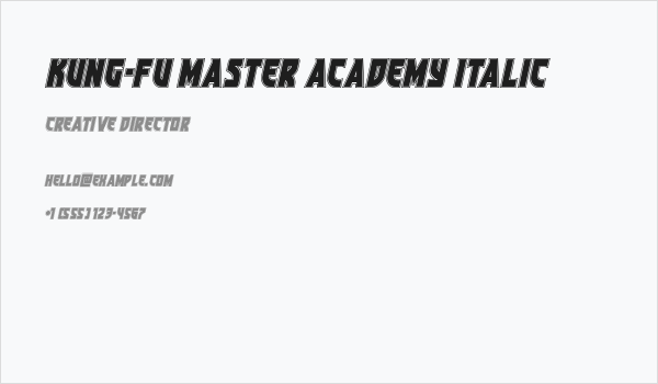 Kung-Fu Master Academy Italic Business Card