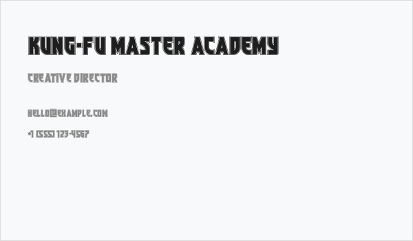 Kung-Fu Master Academy Business Card