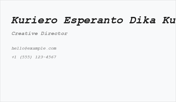 Kuriero Esperanto Dika Kursiva Business Card