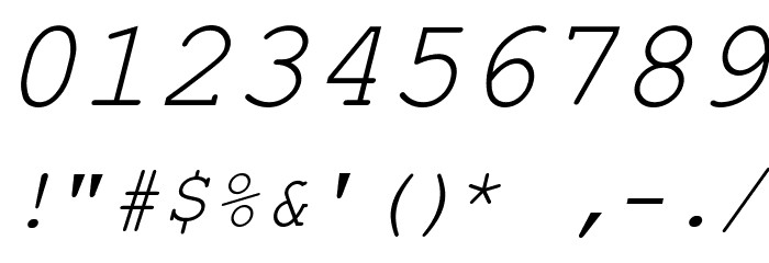 Kuriero Esperanto Kursiva Font OTHER CHARS