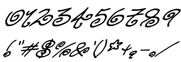 Kurly Kyoots Italic Font OTHER CHARS