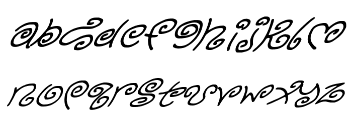 Kurly Kyoots Italic Font LOWERCASE