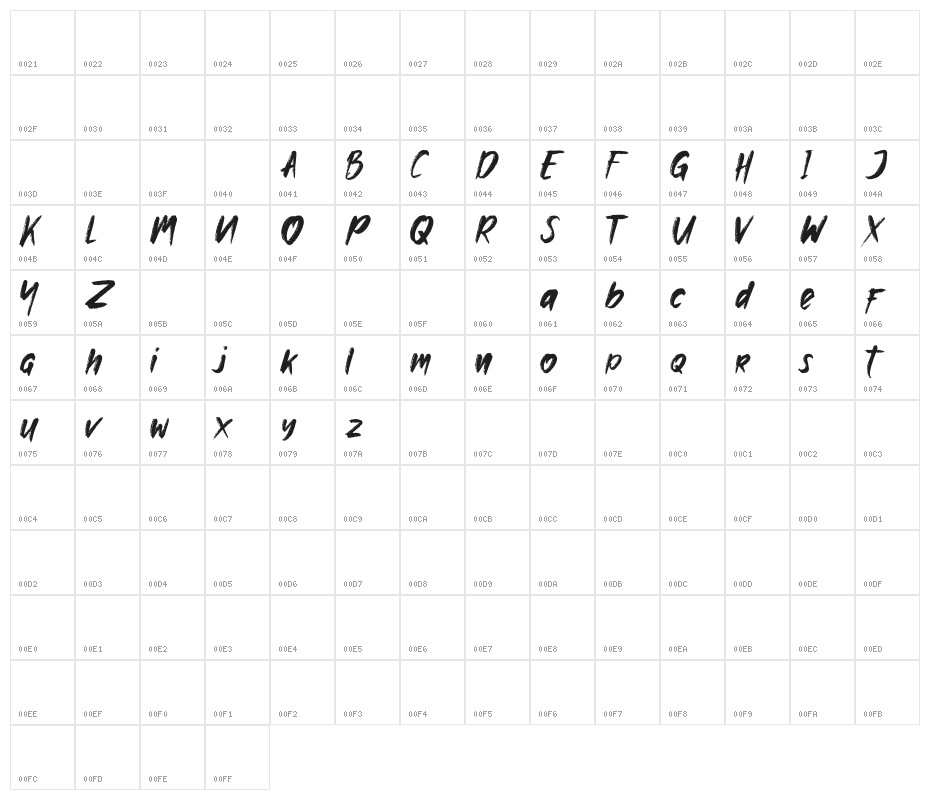 Kurodemo Character Map