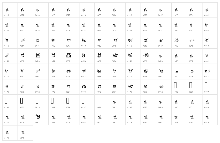 Kuromi dingbats Character Map