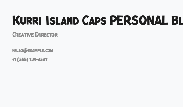 Kurri Island Caps PERSONAL Blk Business Card