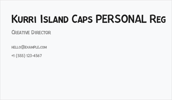 Kurri Island Caps PERSONAL Reg Business Card