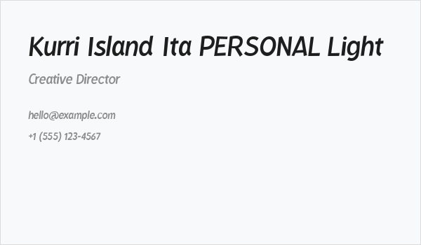 Kurri Island Ita PERSONAL Light Business Card