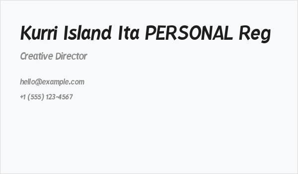 Kurri Island Ita PERSONAL Reg Business Card