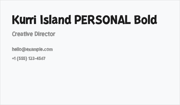 Kurri Island PERSONAL Bold Business Card