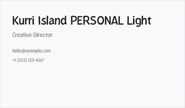Kurri Island PERSONAL Light Business Card