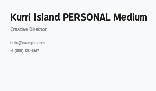 Kurri Island PERSONAL Medium Business Card