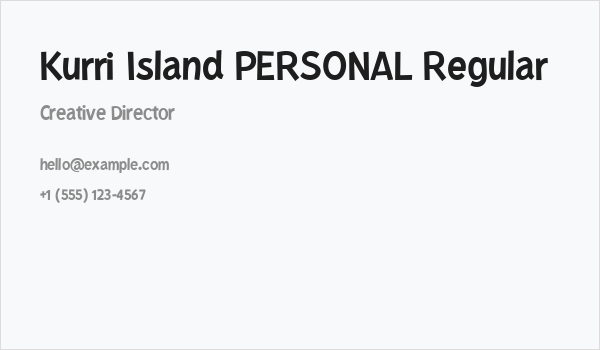 Kurri Island PERSONAL Regular Business Card