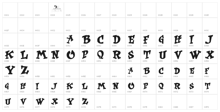 KurtRussell Regular Character Map