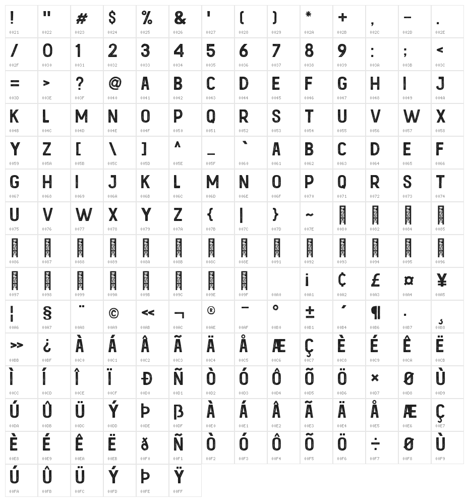 Kustom Culture Regular Character Map