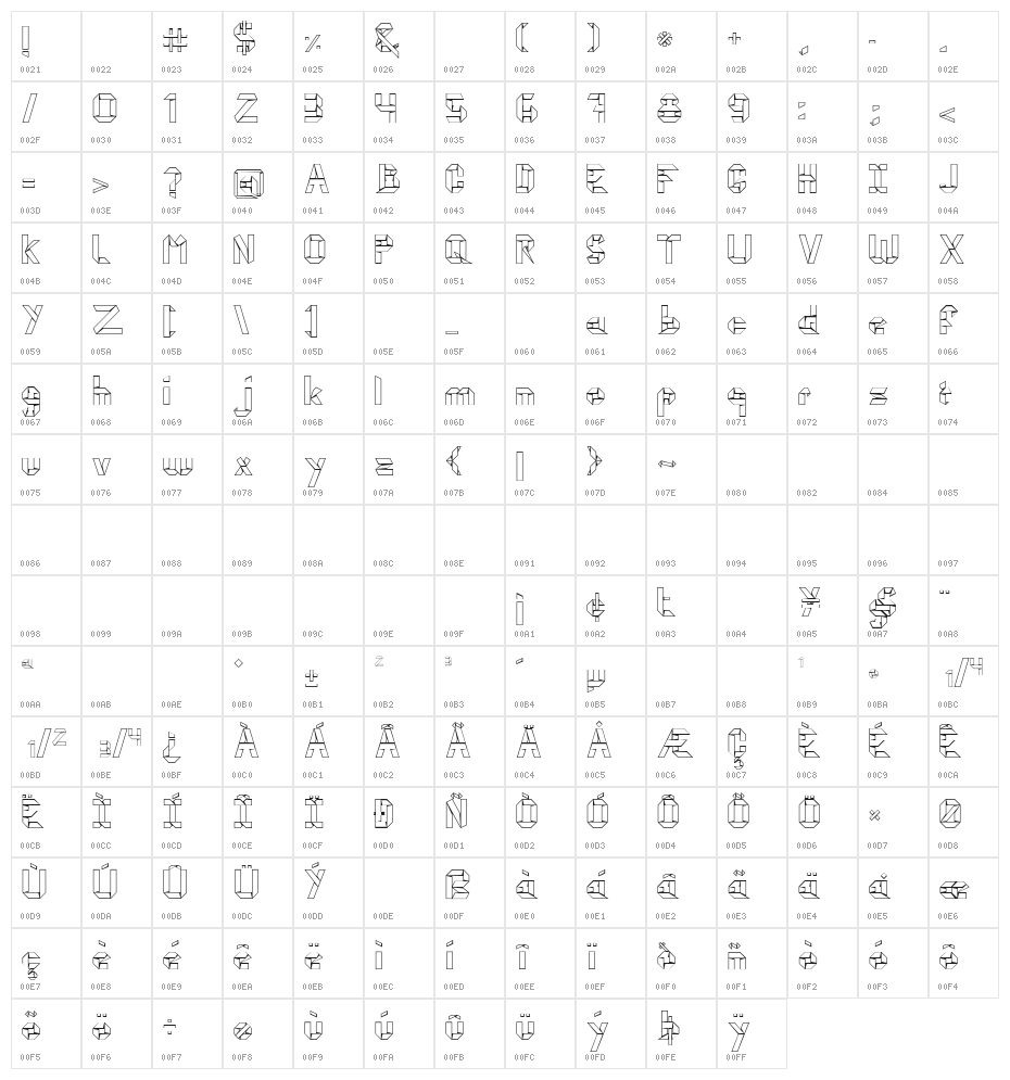 kubos origami Character Map