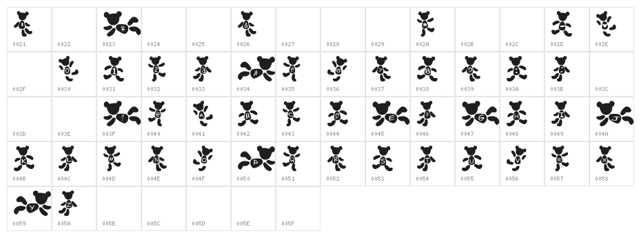 kuma Font Character Map