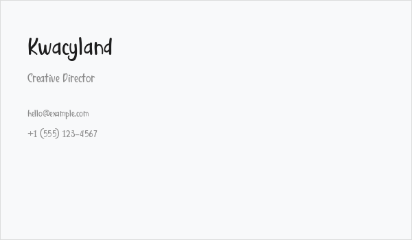 Kwacyland Business Card