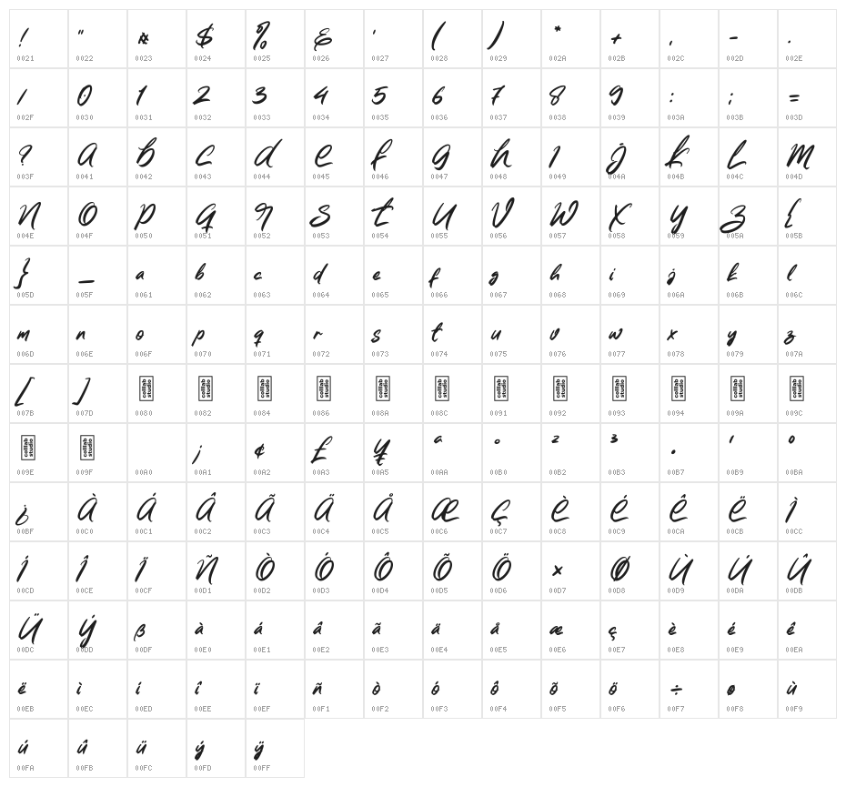 Kylies Character Map