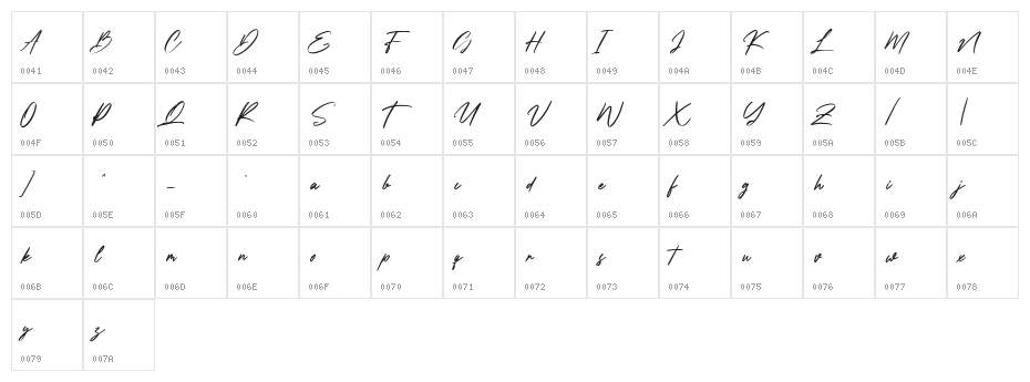 Kyliewest Free Regular Character Map