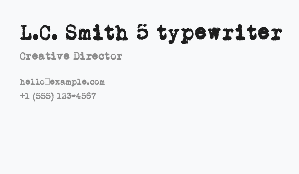 L.C. Smith 5 typewriter Business Card
