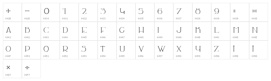 LA CHAMBRE 77 Character Map