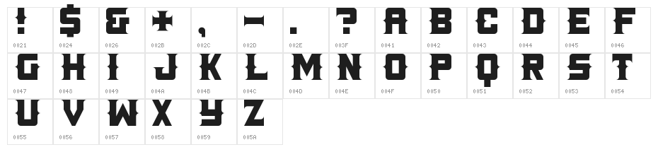 LAND+MINE Regular Character Map