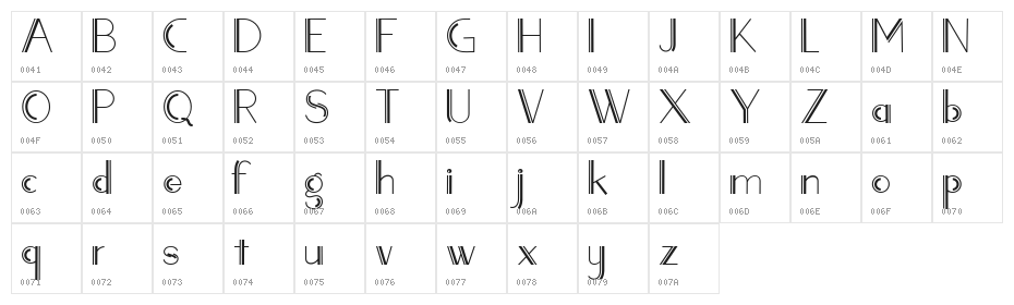 LAROSH Sithal Sans Serif Character Map