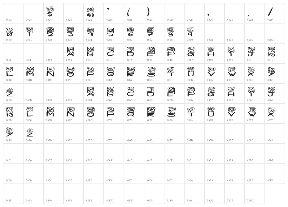 LAVALAMP-Regular Character Map