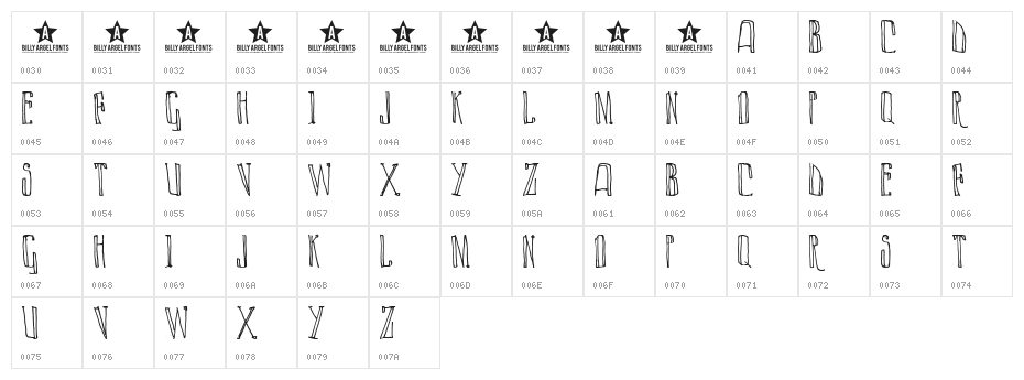 LAZY DAY Character Map