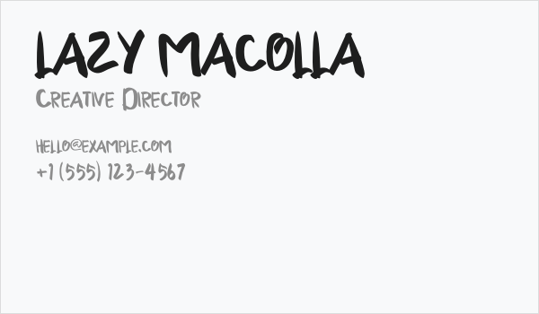 LAZY MACOLLA Business Card