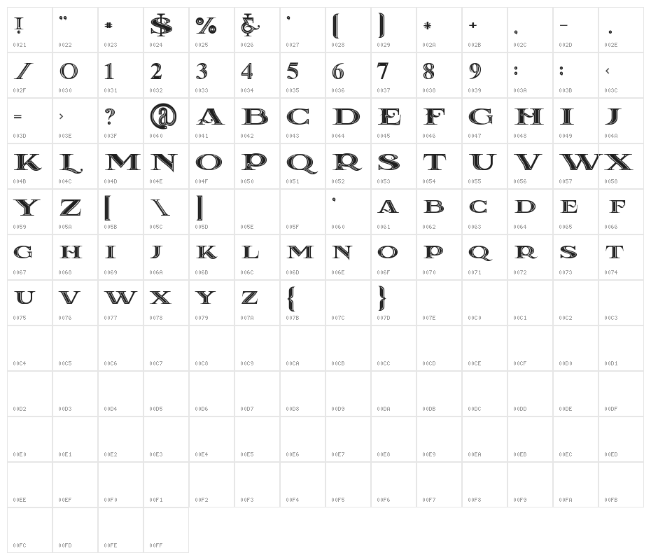 La Coste Inline Character Map