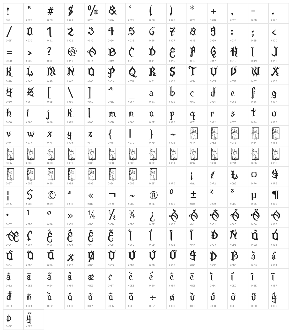 La Flama y La Espina2 Bold Character Map