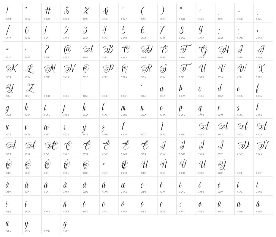 La Flibustiere Character Map