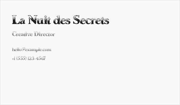 La Nuit des Secrets Business Card