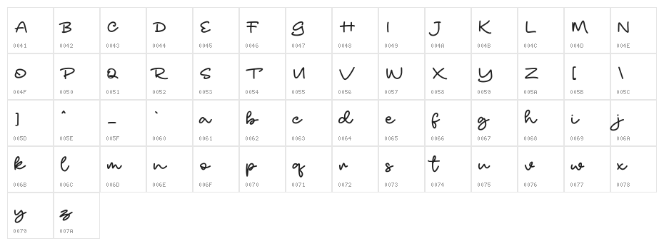 La Roux Free Regular Character Map