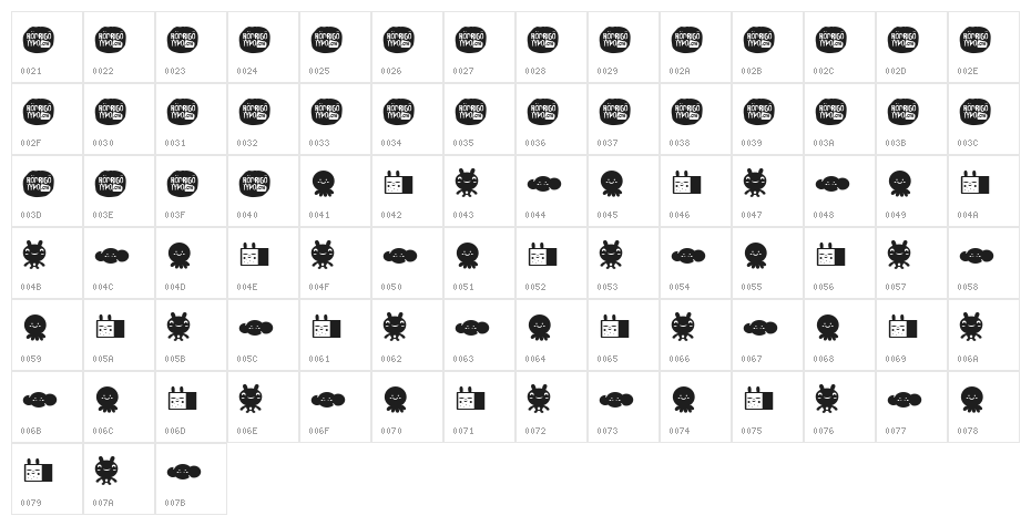 LaMonaProDingbatKawaii Character Map