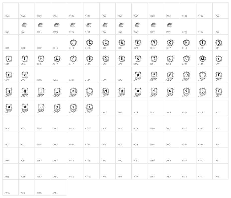 Laba Monogram Regular Character Map