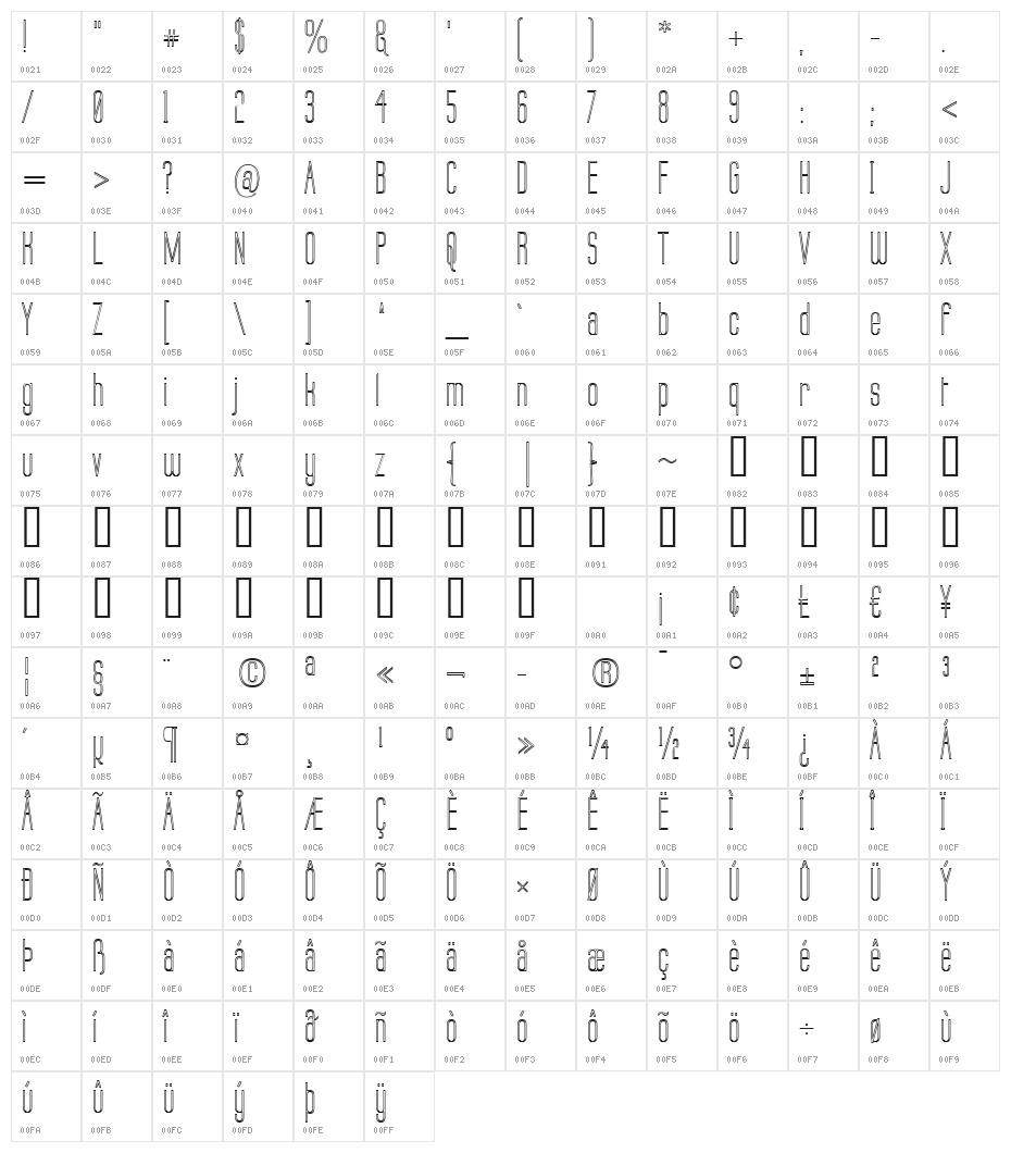 Labtop Outline Character Map