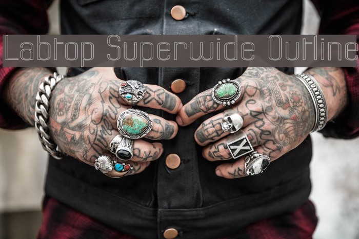 Labtop Superwide Outline Font examples