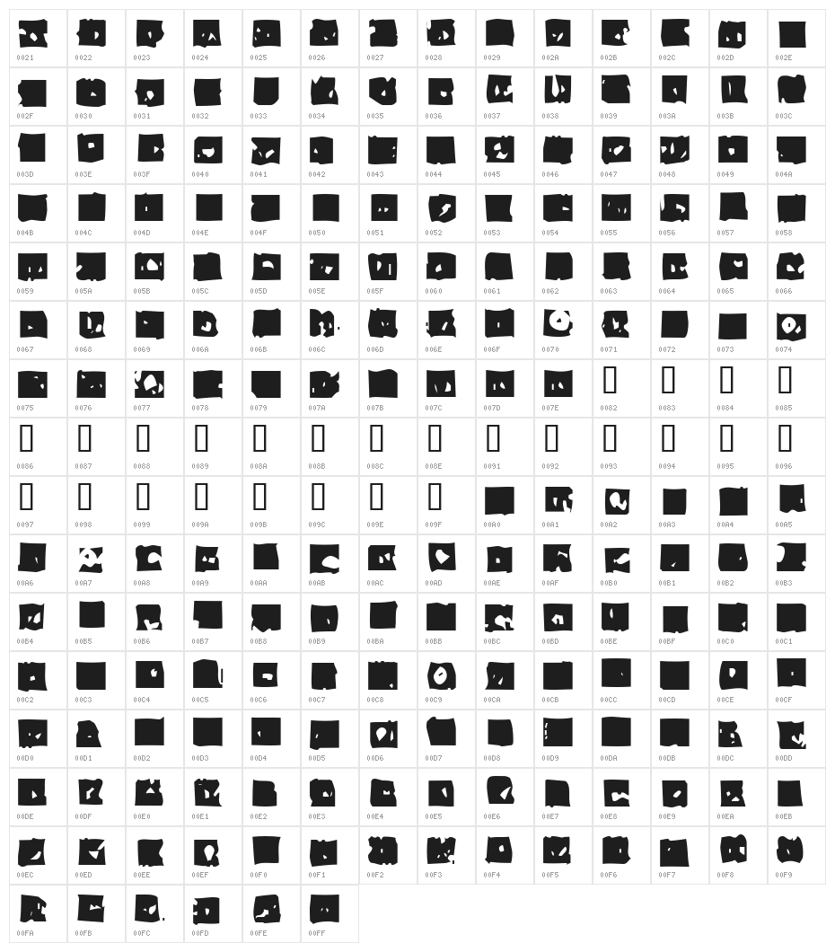 Lacerba Italic Character Map