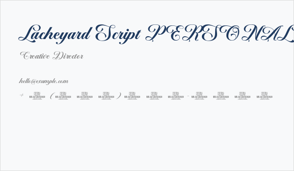 Lacheyard Script PERSONAL USE Regular Business Card