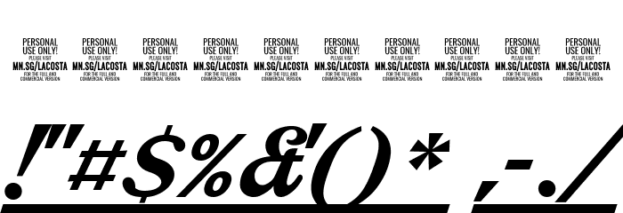 Lacosta Line PERSONAL USE ONLY Font OTHER CHARS
