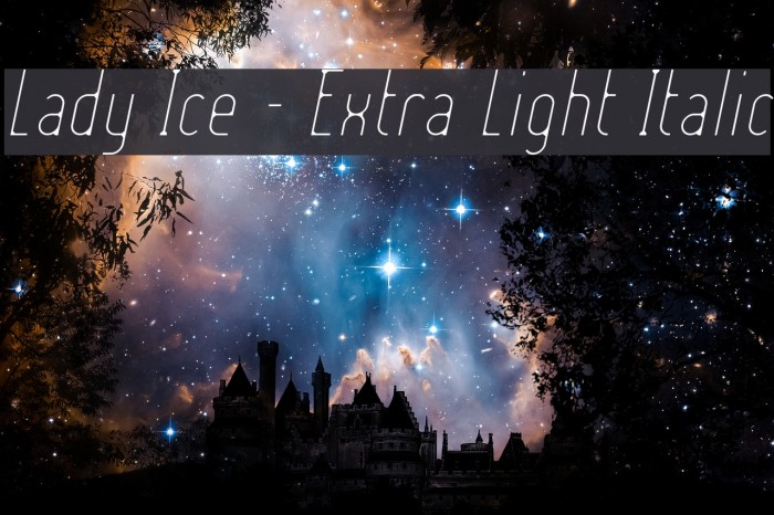 Lady Ice - Extra Light Italic Font examples