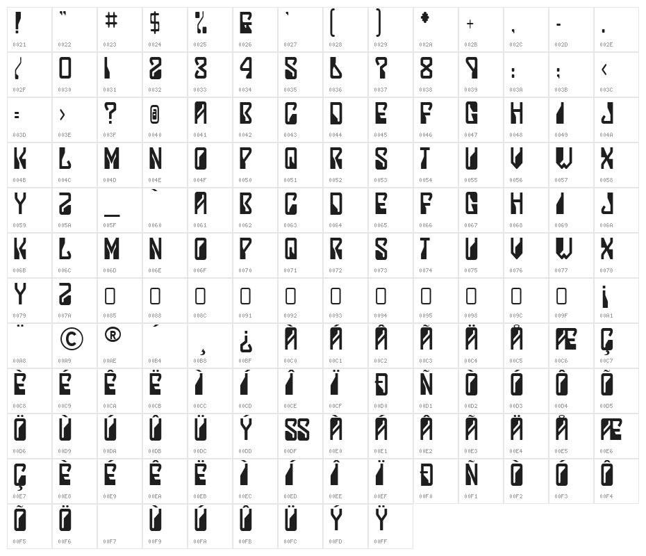 LadyStarlight-Regular Character Map