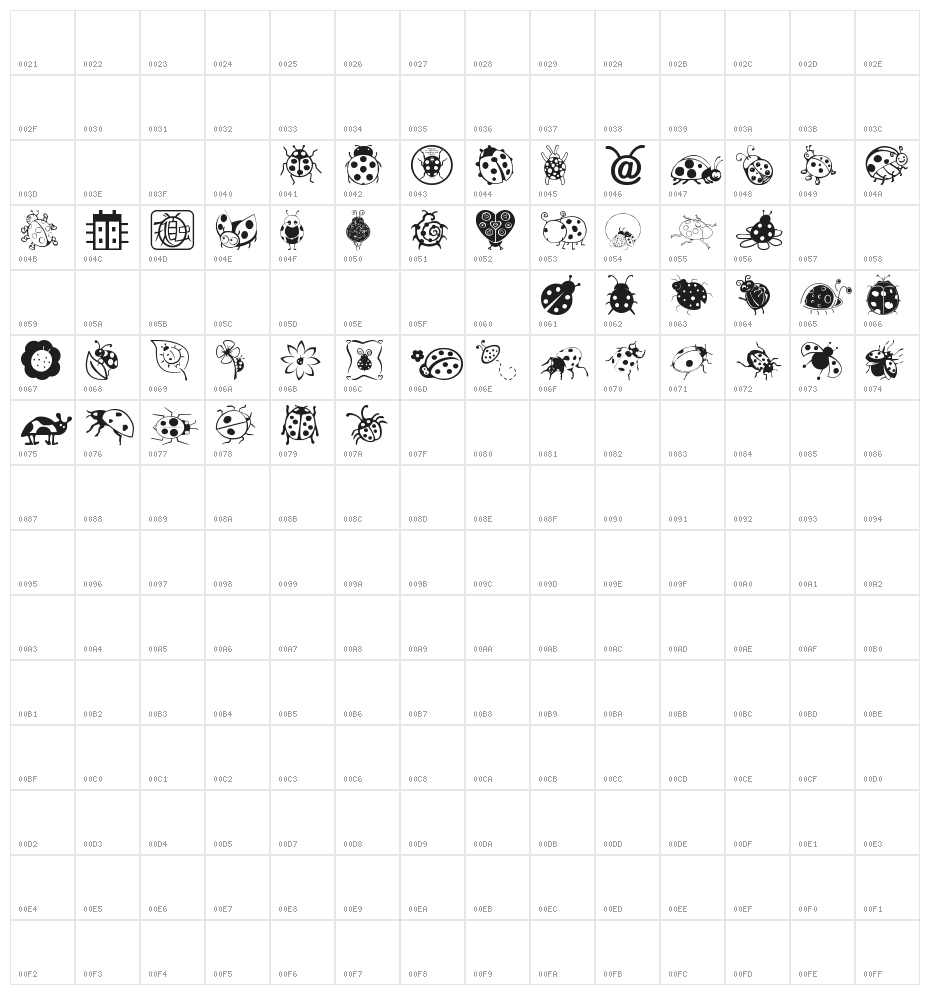Ladybug Dings Character Map
